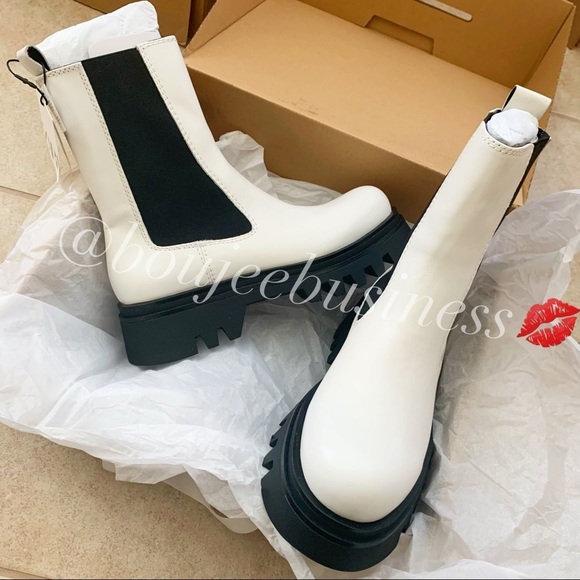 ZARA BNWT Low Heeled Lug Sole Leather Ankle Boots - Picture 10 of 10